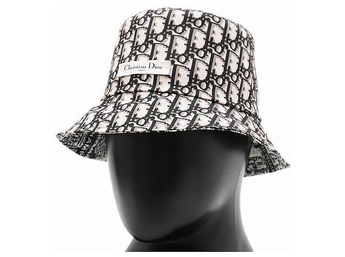 Cappello bucket Oblique Trotter Christian Dior Nero Bianco Beige Arancione - vista 6
