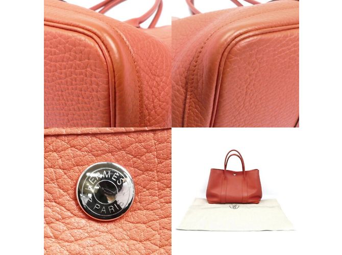 Borsa Hermès Garden 36 in rosso arancione - vista 9