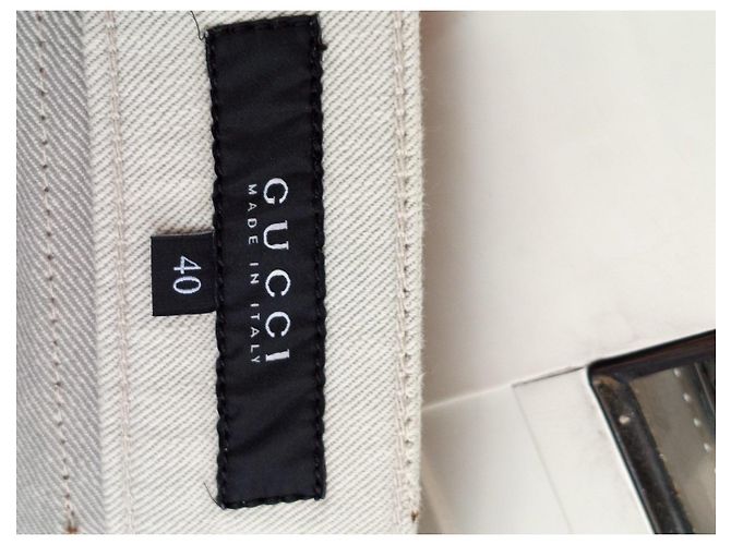 Jeans Gucci de Tiro Bajo Beige Crema Crudo - vista 12