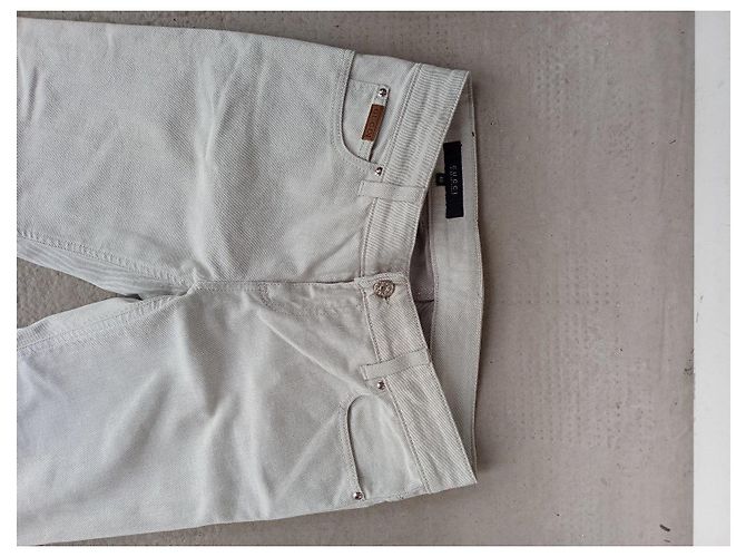 Jeans Gucci de Tiro Bajo Beige Crema Crudo - vista 2