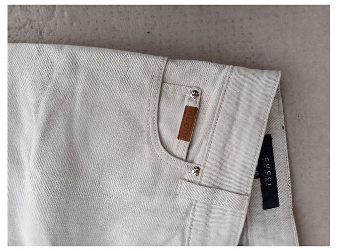 Jeans Gucci de Tiro Bajo Beige Crema Crudo - vista 3