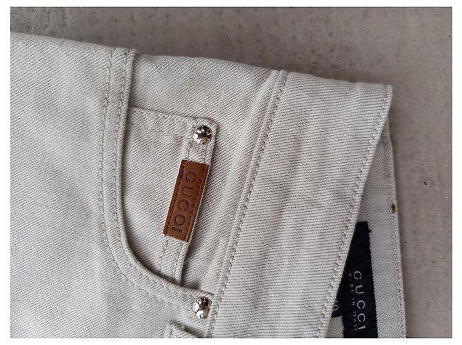 Jeans Gucci de Tiro Bajo Beige Crema Crudo - vista 4