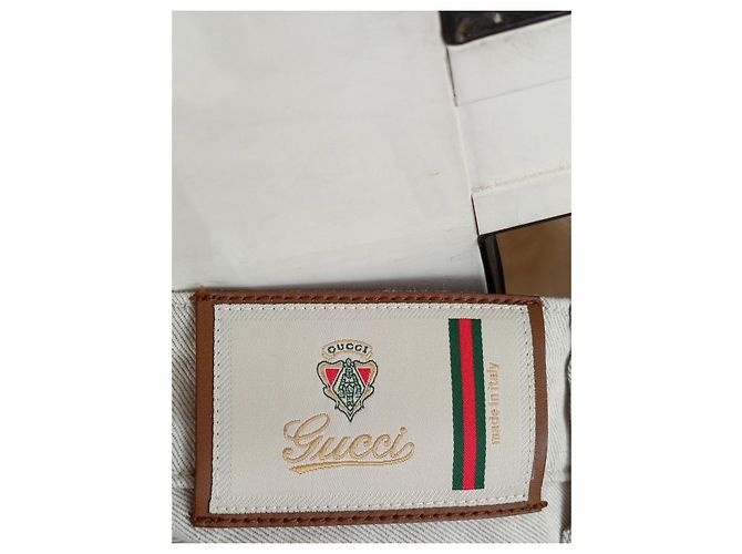 Jeans Gucci de Tiro Bajo Beige Crema Crudo - vista 8