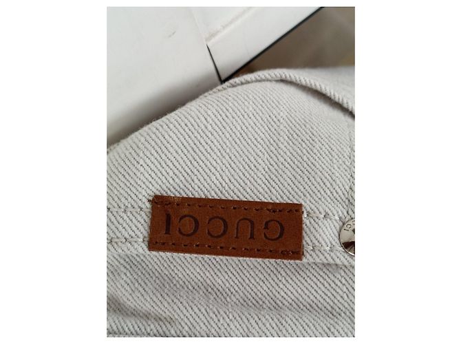 Jeans Gucci de Tiro Bajo Beige Crema Crudo - vista 9
