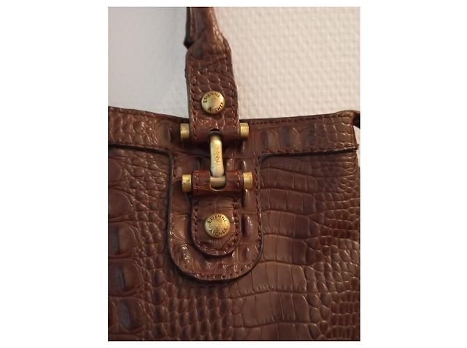 Etienne Aigner Bolsa de couro marrom com efeito crocodilo - vista 3