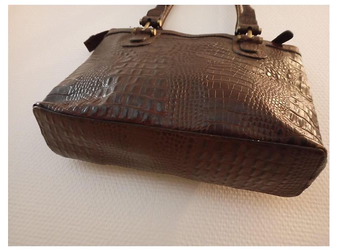 Etienne Aigner Bolsa de couro marrom com efeito crocodilo - vista 5