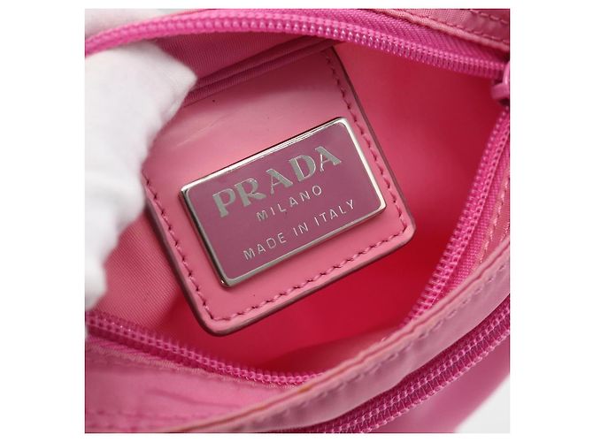 Prada Borsa a Tracolla Tessuto Medium con Tasca Anteriore Rosa - vista 7