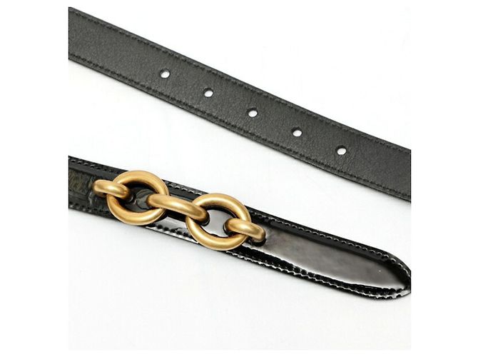 Maillon Ledergürtel aus Lackleder von Saint Laurent Schwarz - Ansicht 4