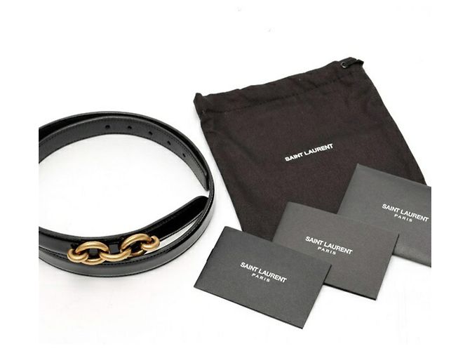 Maillon Ledergürtel aus Lackleder von Saint Laurent Schwarz - Ansicht 7