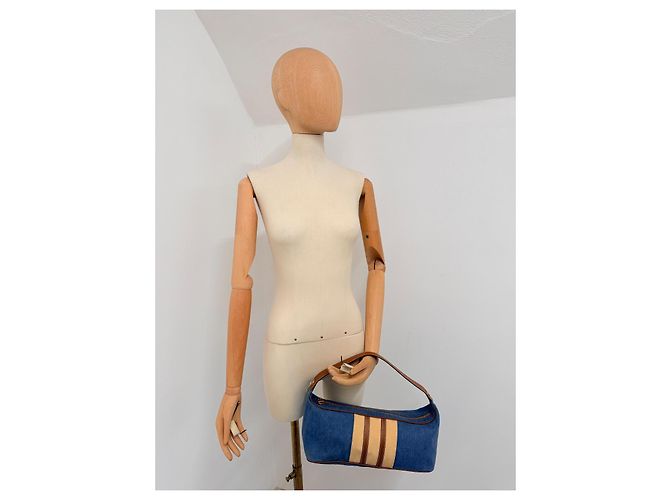 Autre Marque Borsa a spalla Borbonese in denim e pelle azzurro chiaro Blu chiaro - vista 11