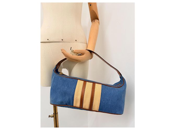Autre Marque Borsa a spalla Borbonese in denim e pelle azzurro chiaro Blu chiaro - vista 12