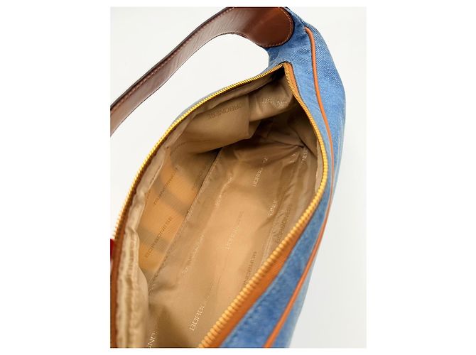 Autre Marque Borsa a spalla Borbonese in denim e pelle azzurro chiaro Blu chiaro - vista 13