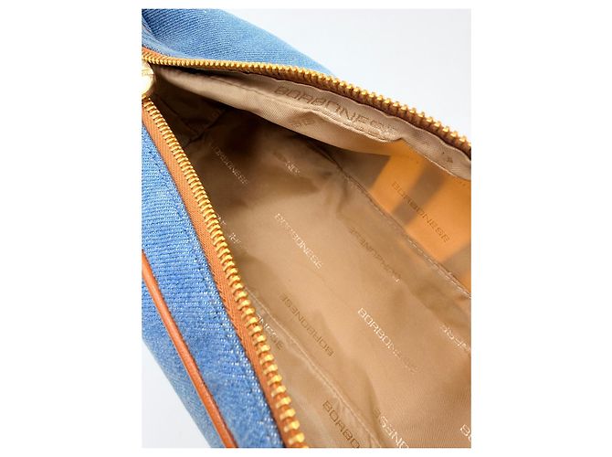 Autre Marque Borsa a spalla Borbonese in denim e pelle azzurro chiaro Blu chiaro - vista 14