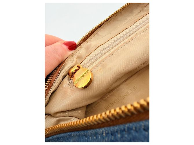 Autre Marque Borsa a spalla Borbonese in denim e pelle azzurro chiaro Blu chiaro - vista 15