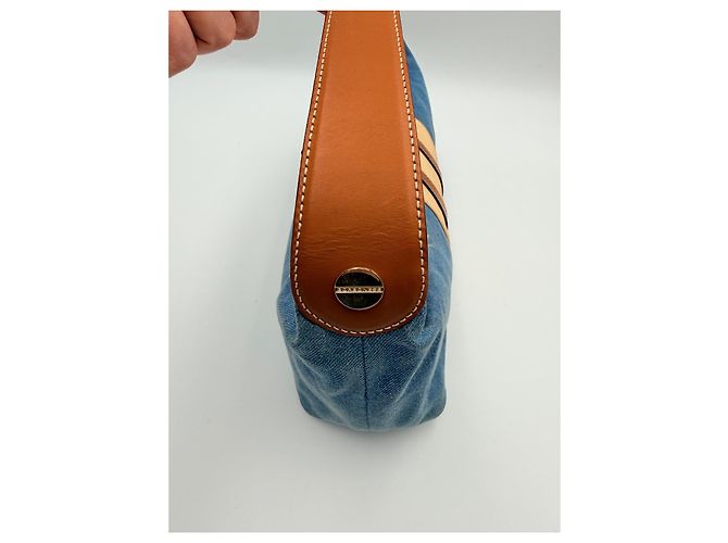 Autre Marque Borsa a spalla Borbonese in denim e pelle azzurro chiaro Blu chiaro - vista 3