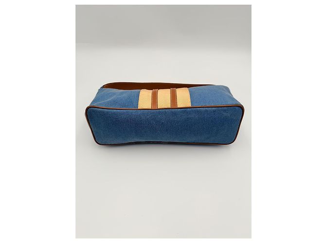 Autre Marque Borsa a spalla Borbonese in denim e pelle azzurro chiaro Blu chiaro - vista 7