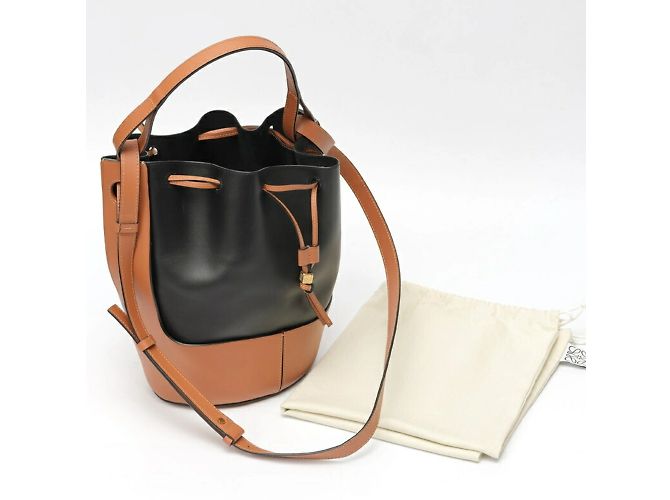 Borsa a Spalla Loewe Balloon Media Marrone Nero - vista 7