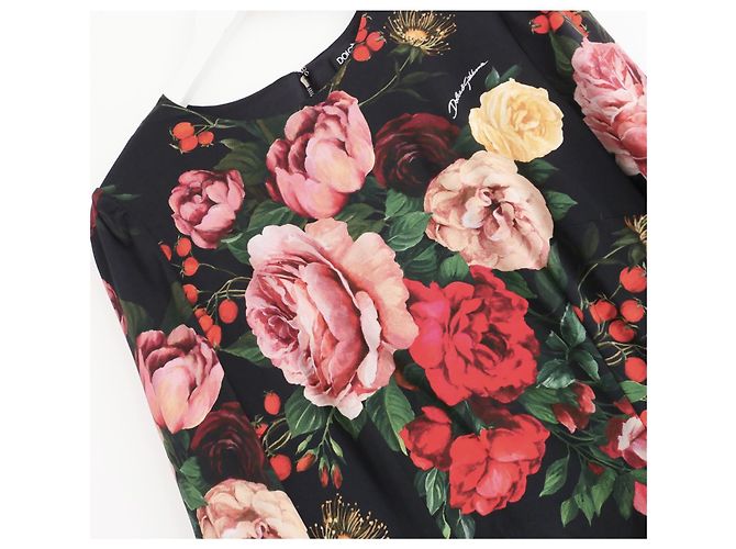 Vestido ajustado con estampado de rosas rojas y negras Dolce & Gabbana Negro - vista 2