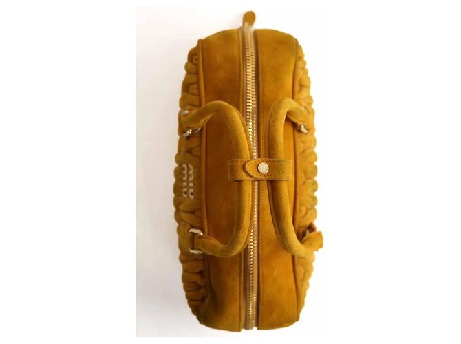Miu Miu Borsa a mano Arcadie in suede cammello - vista 5