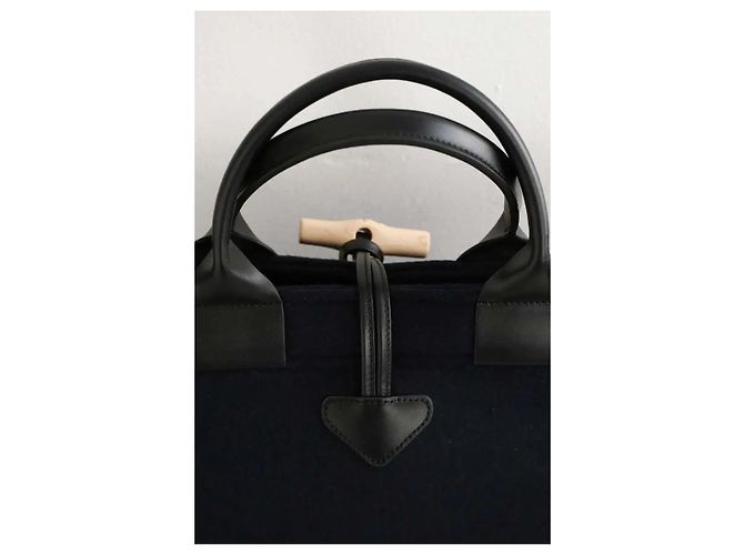 Roseau Longchamp Blue wool tote bag - view 5