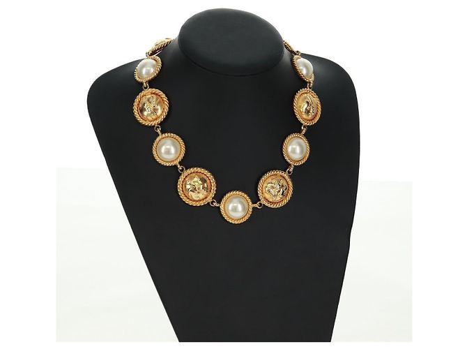 Collana di perle Salvatore Ferragamo metallo Gold Tone Auth 161568V - vista 13