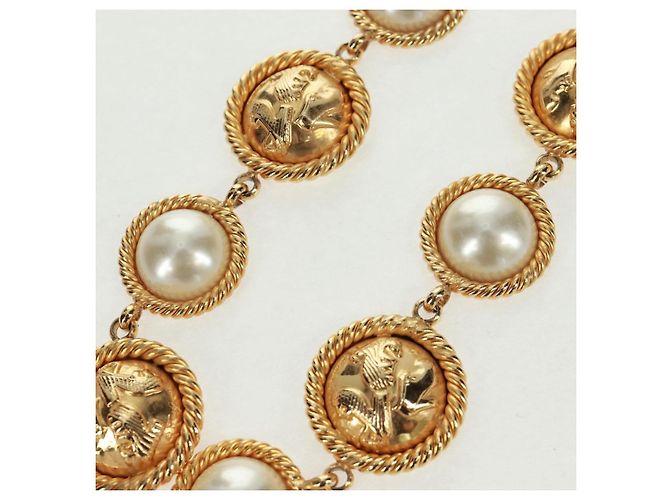 Collana di perle Salvatore Ferragamo metallo Gold Tone Auth 161568V - vista 4
