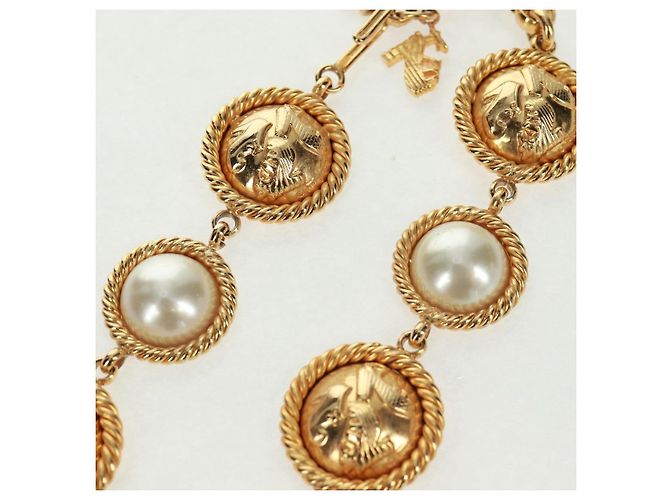Collana di perle Salvatore Ferragamo metallo Gold Tone Auth 161568V - vista 5