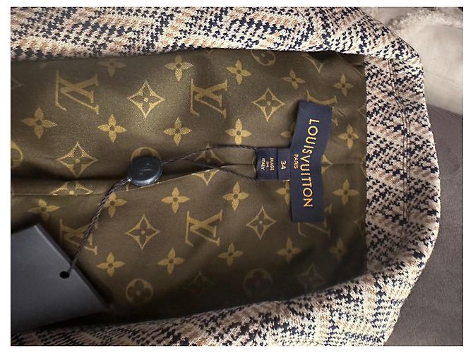 Louis Vuitton Damen Blazer mit Blumenbrosche Braun Beige Dunkelblau - Ansicht 10