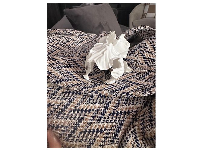 Louis Vuitton Damen Blazer mit Blumenbrosche Braun Beige Dunkelblau - Ansicht 14