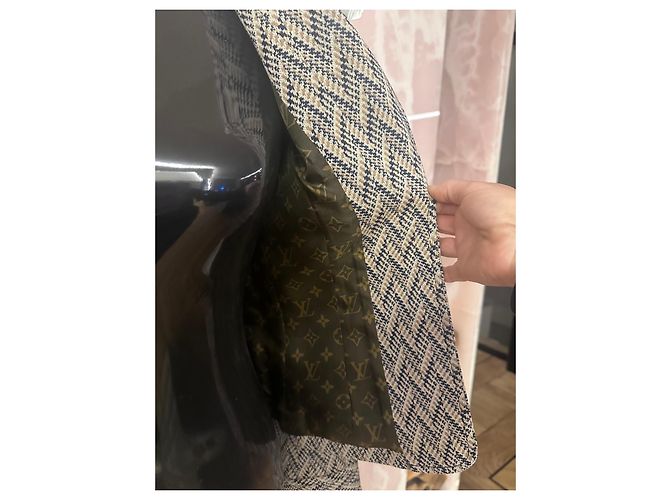 Louis Vuitton Damen Blazer mit Blumenbrosche Braun Beige Dunkelblau - Ansicht 3
