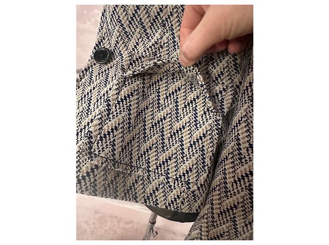 Louis Vuitton Damen Blazer mit Blumenbrosche Braun Beige Dunkelblau - Ansicht 8