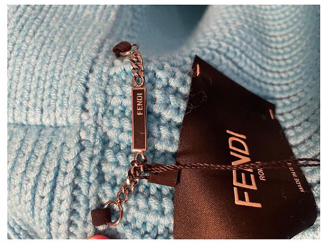 Fendi Karierte Pelzjacke in Hellblau und Weiß - Ansicht 14