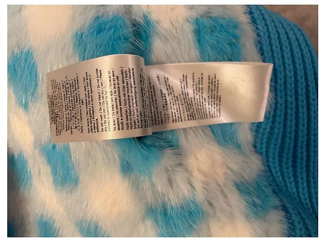 Fendi Karierte Pelzjacke in Hellblau und Weiß - Ansicht 18