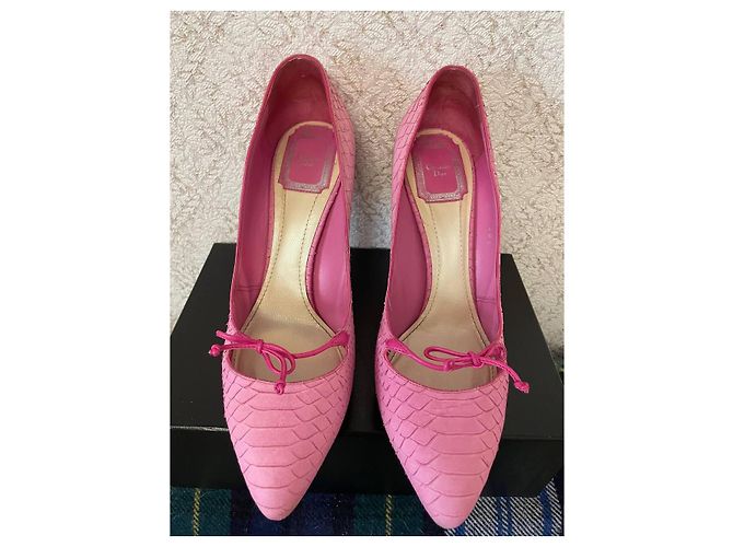 Rosa Python-Prägung Lederabsätze von Christian Dior Pink - Ansicht 2