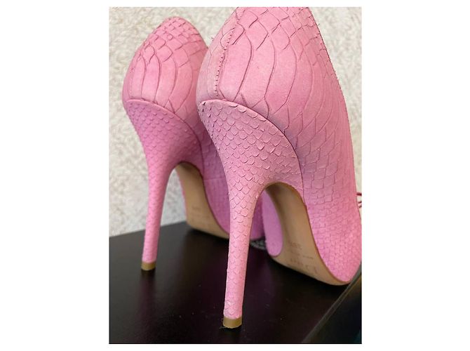 Rosa Python-Prägung Lederabsätze von Christian Dior Pink - Ansicht 3