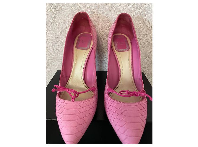 Rosa Python-Prägung Lederabsätze von Christian Dior Pink - Ansicht 5