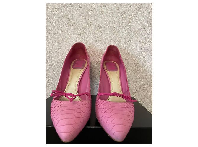 Rosa Python-Prägung Lederabsätze von Christian Dior Pink - Ansicht 6