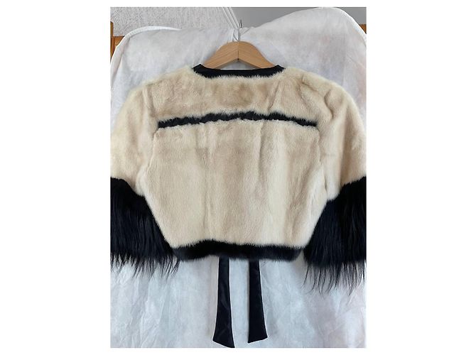 Roberto Cavalli Pelzjacke Schwarz Beige - Ansicht 10
