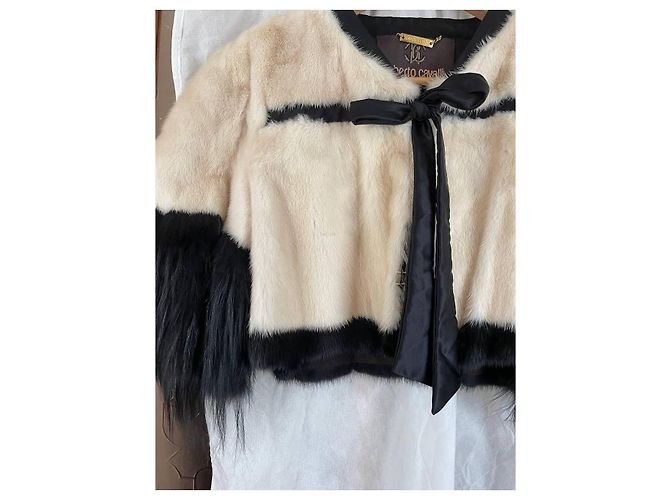 Roberto Cavalli Pelzjacke Schwarz Beige - Ansicht 4