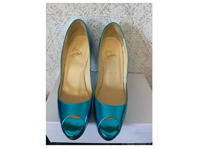Décolleté Peep-Toe Christian Louboutin Turchese - vista 2