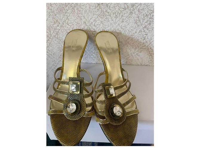 Versace veredelte Schlangenleder-Absatzmules Golden - Ansicht 2