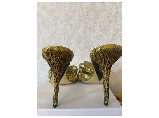 Versace veredelte Schlangenleder-Absatzmules Golden - Ansicht 6