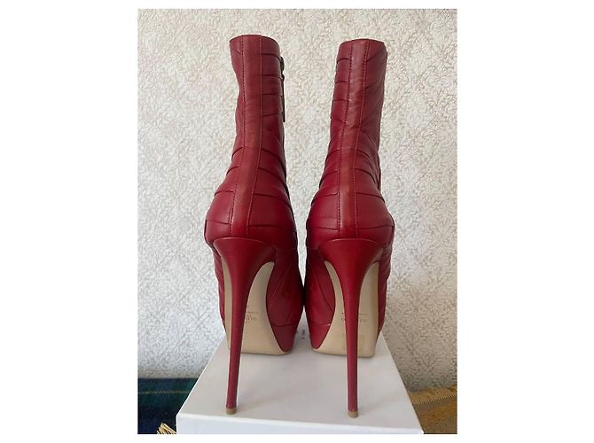 Valentino Rote Leder Rüschensohle Stiefeletten - Ansicht 6