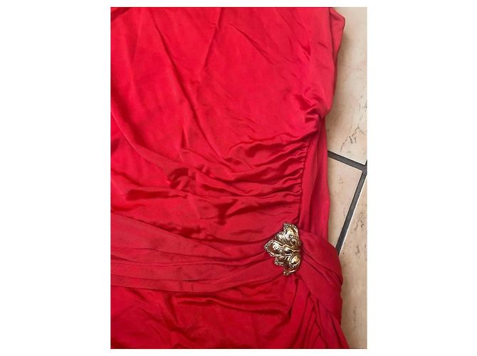 Vestido de viscosa roja Roberto Cavalli con embellishments - vista 2