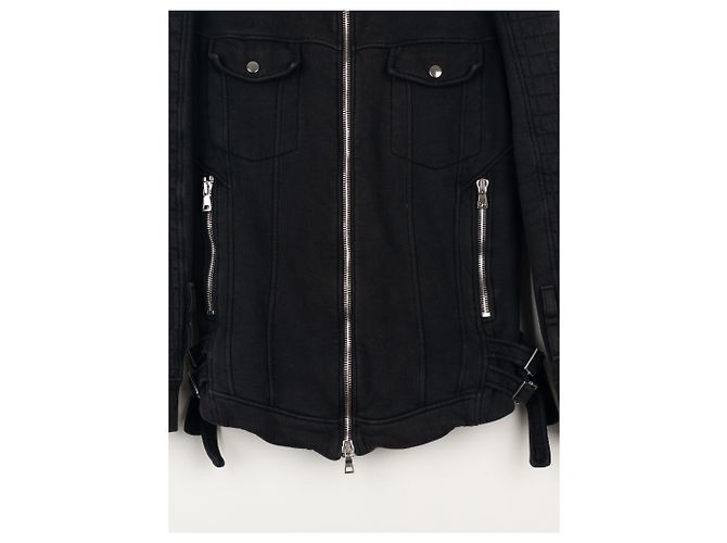 Belted Sweatshirt Biker Jacket von Balmain by Olivier Rousteing SS14 Schwarz - Ansicht 4