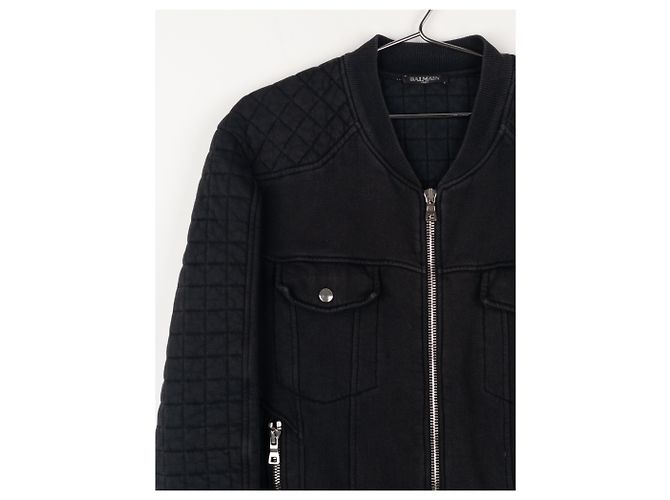 Belted Sweatshirt Biker Jacket von Balmain by Olivier Rousteing SS14 Schwarz - Ansicht 5