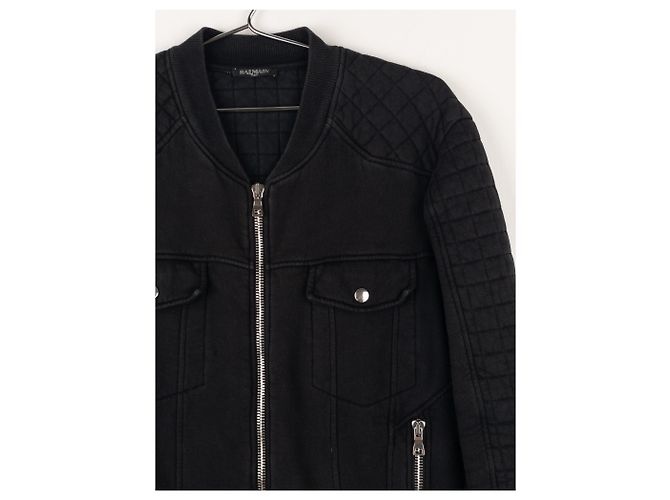 Belted Sweatshirt Biker Jacket von Balmain by Olivier Rousteing SS14 Schwarz - Ansicht 6