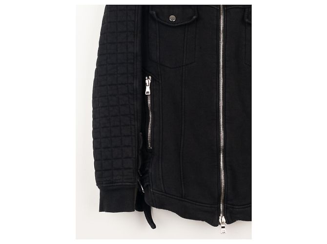 Belted Sweatshirt Biker Jacket von Balmain by Olivier Rousteing SS14 Schwarz - Ansicht 7