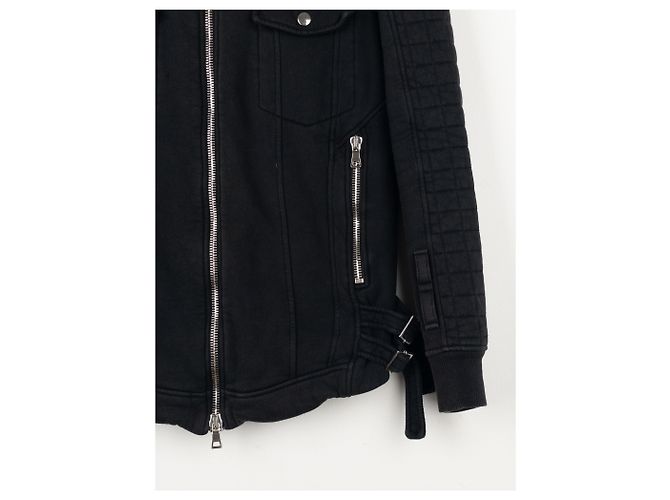 Belted Sweatshirt Biker Jacket von Balmain by Olivier Rousteing SS14 Schwarz - Ansicht 8