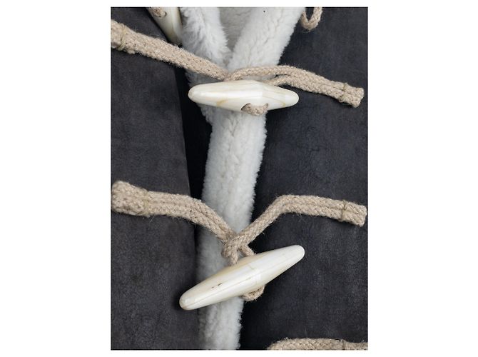 Casaco Duffle de Couro e Shearling Rick Owens AW17 Cinza - vista 10